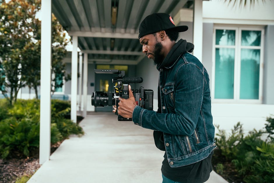 Wedding videographer at work